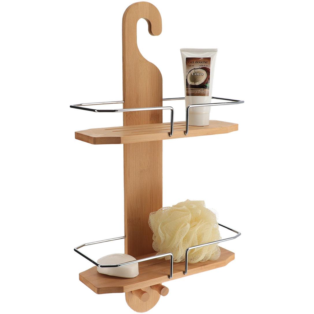 Tendance Dvostruka Viseća Polica Za Kupatilo 30x13x60 Cm Mdf/bambus Hrom - dodatni pogled