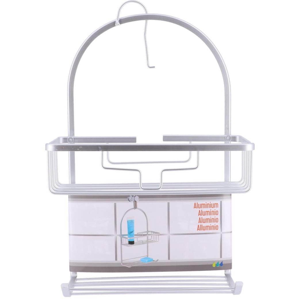 Tendance Dvostruka Viseća Polica Mala Sa Kukicom 28x12,5x49,5 Cm Aluminijum Hrom - dodatni pogled