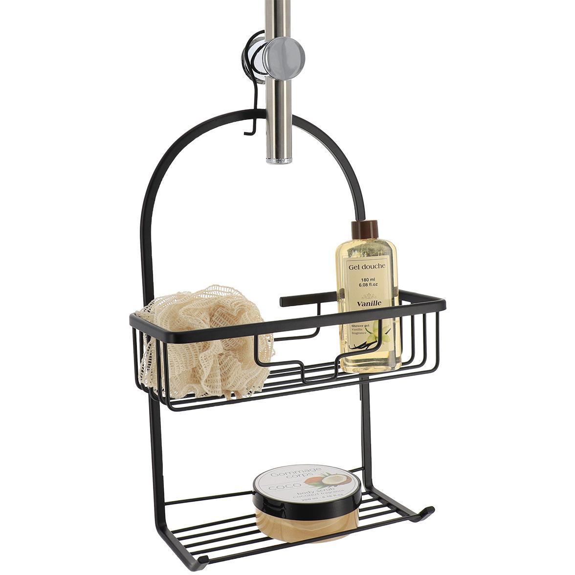 Tendance Žičana Polica Sa 2 Nivoa Sa Kukom 49x28x12,5 Crna - dodatni pogled