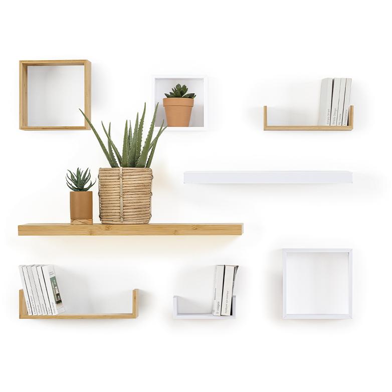 Five Zidna Polica Kocka 3/1 15x9x15, 20x9x20, 25x9x25 Cm Bambus - dodatni pogled