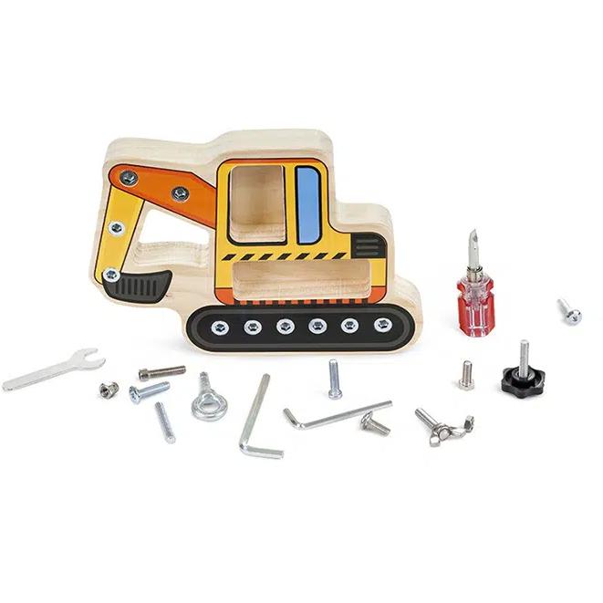 Igračka Drveni bager sa metalnim šrafovima i alatom PINO 6039 - dodatni pogled