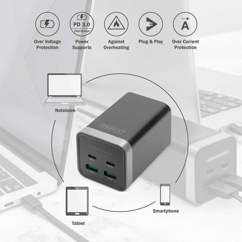 Univerzalni GaN punjač USB-A USB-C 150W Digitus DA-10181 - dodatni pogled