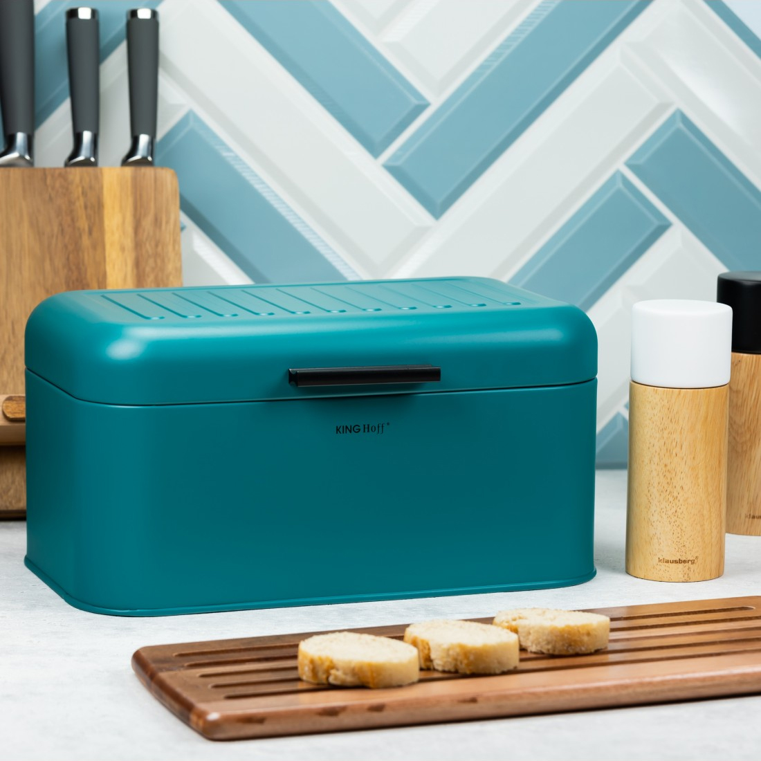 Metalna kutija za hleb u tirkiznoj boji Kinghoff KH1711 - dodatni pogled