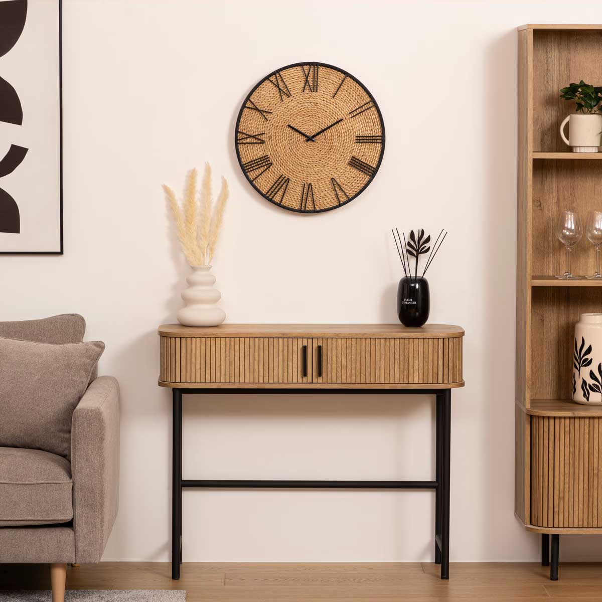 Zidni Sat od Metala i Slame Prečnika 50 cm Atmosphera - dodatni pogled