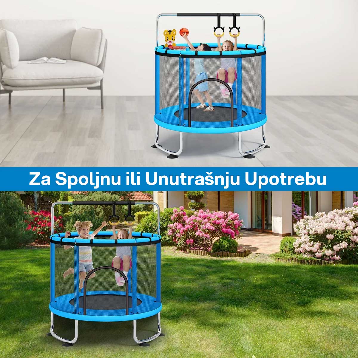 Play Time Dečija Trambolina Sa Zaštitnom Mrežom i Poprečnim Nosačem - dodatni pogled