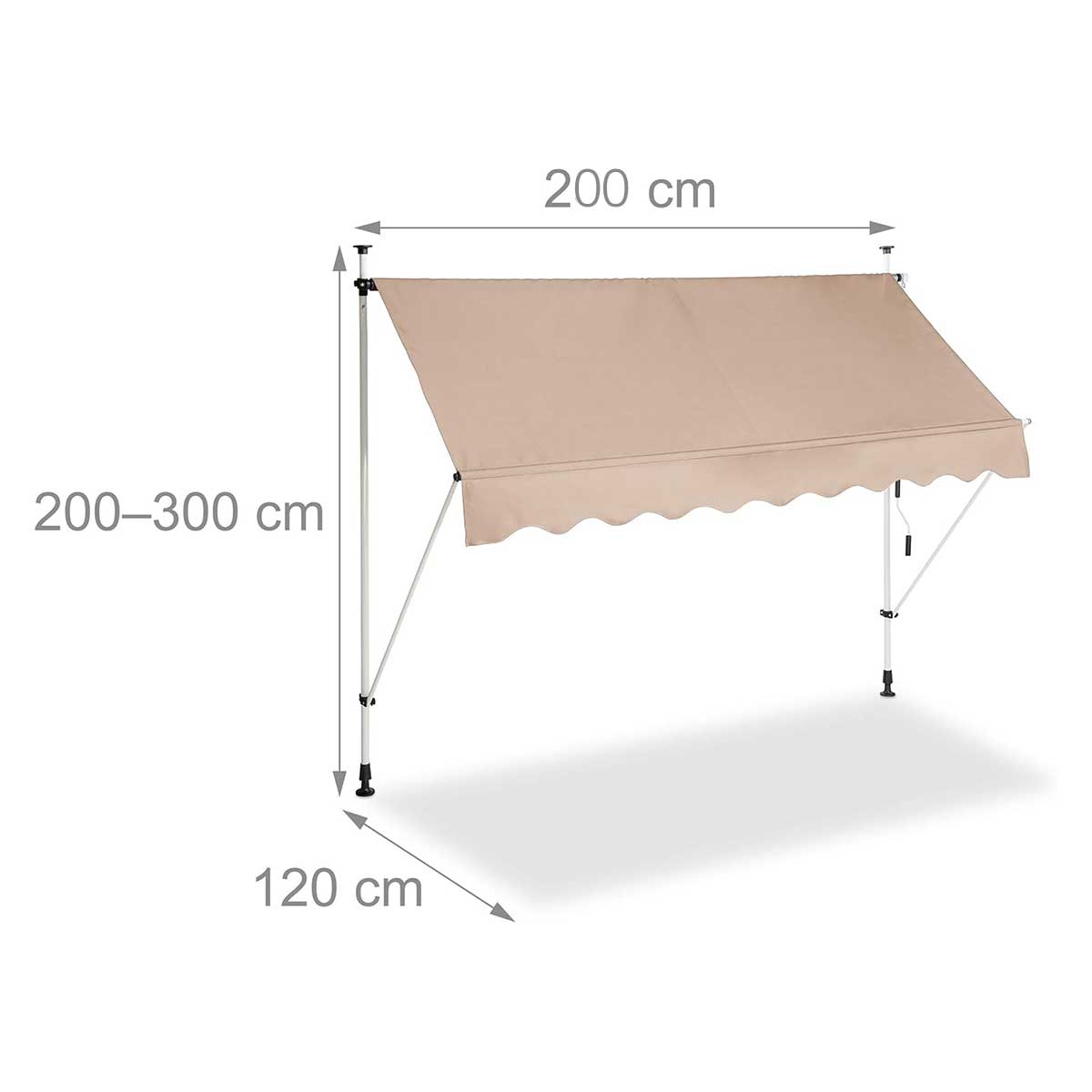 Tenda Za Terasu Sa Teleskopskim Nosačima - Montaža Bez Bušenja - 200 x 120 cm Bež - dodatni pogled