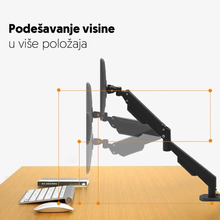 Podesivi zglobni nosač za monitor od 17 do 32 inča Prosto MH311 - dodatni pogled