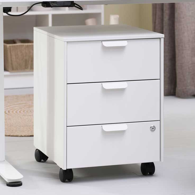 Čelični ormarić sa tri fioke i bravom za zaključavanje Beli - dodatni pogled