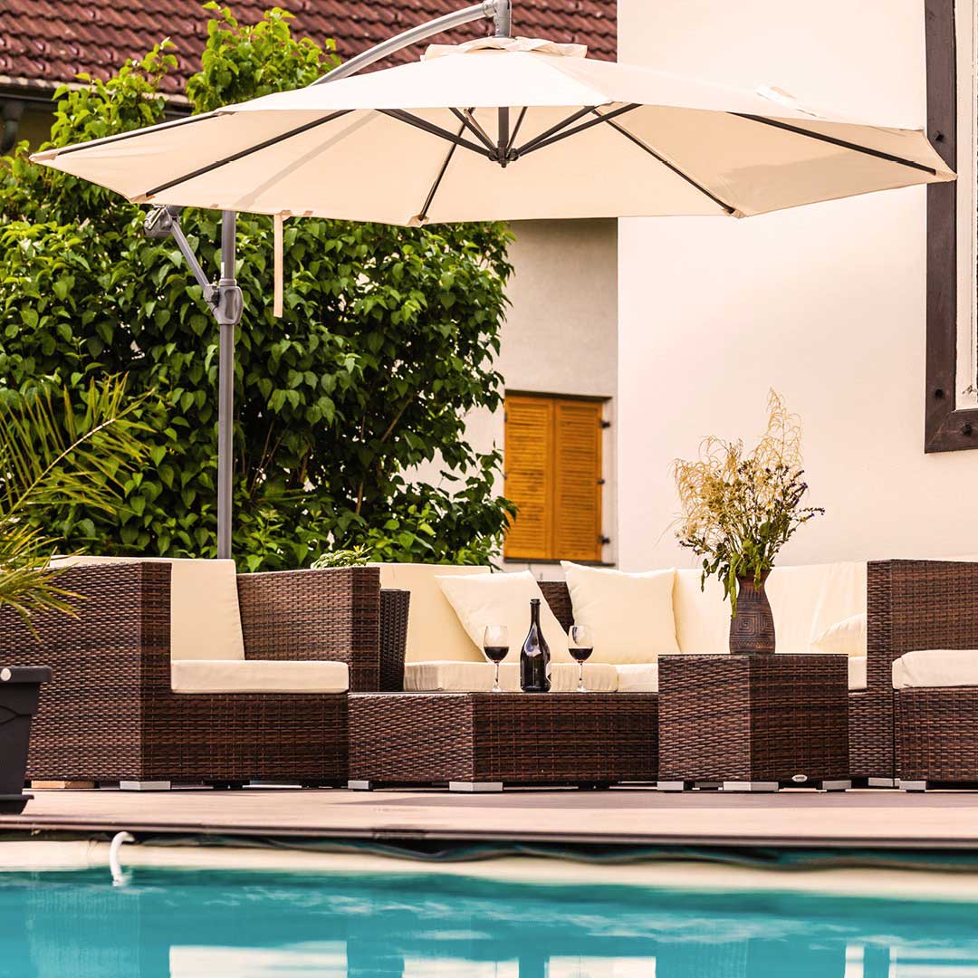 Viseći Banana Suncobran Sa Mehanizmom za Podizanje i Spuštanje Fieldmann - dodatni pogled