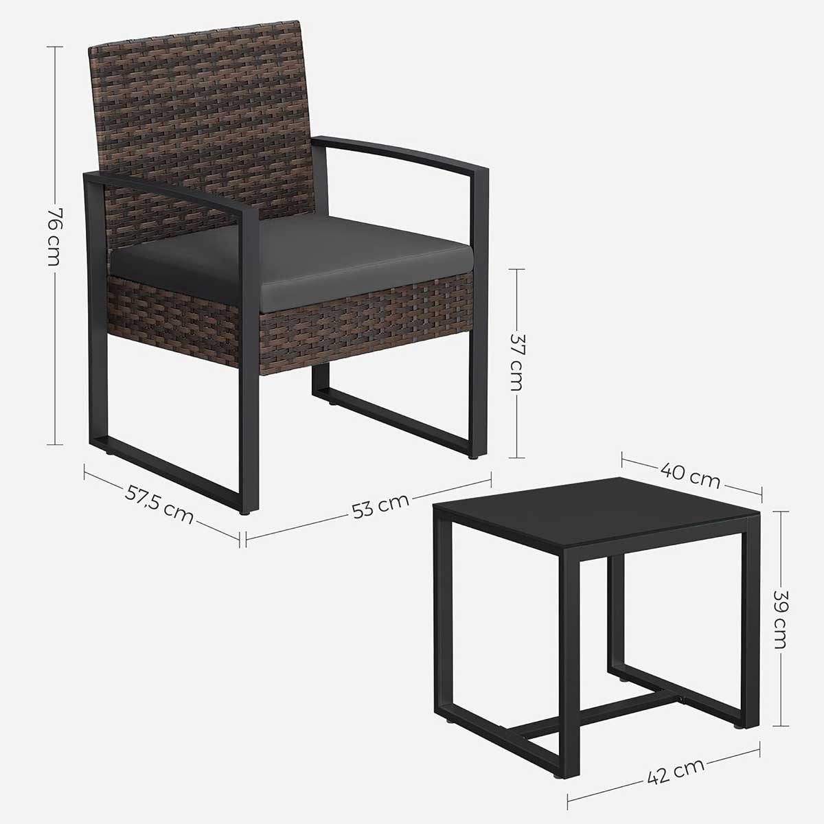 Ratan Set za Terasu - 2 Fotelje sa jastucima i Stočić Ortigia - dodatni pogled