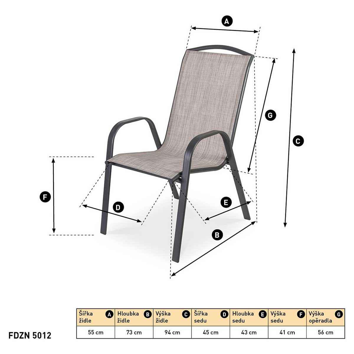 Baštenska Stolica Od Tekstilena Fieldmann Melirano Siva - dodatni pogled