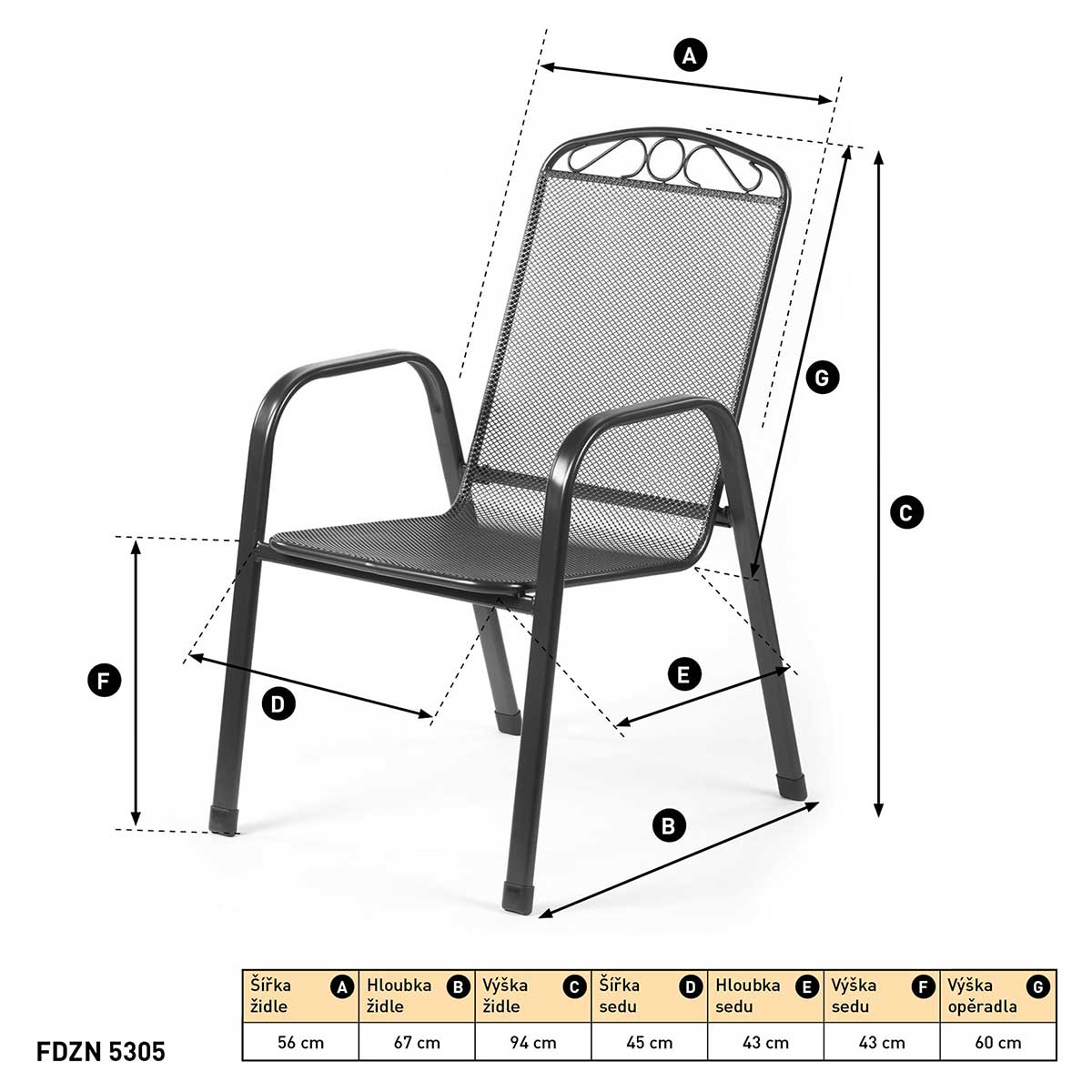 Metalna Baštenska Stolica Fieldmann - Čelični Meš - dodatni pogled