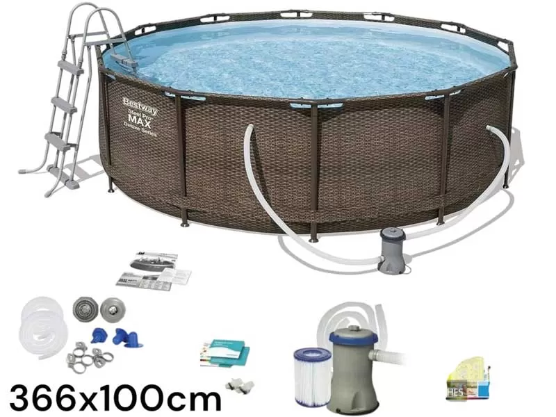 Bestway 56709 Bazen sa čeličnim ramom pumpom i merdevinama 3.66m x 1m
