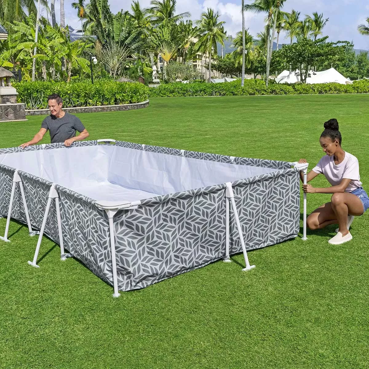 Bestway Bazen 366 x 201 x 66 cm - 561FT STEEL PRO Leaf Design