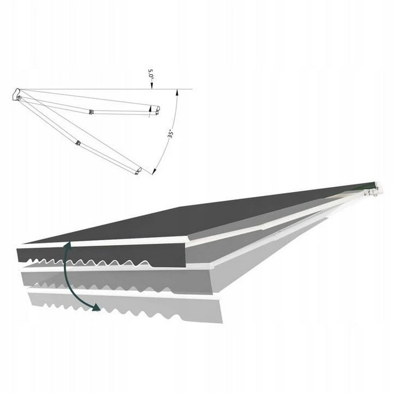 Tenda za Terasu 3 x 2.5 m sa podesivim nagibom Antracit - dodatni pogled