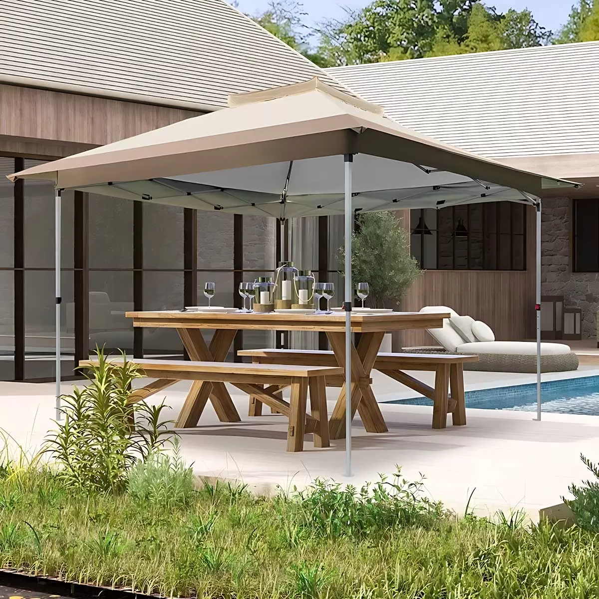 Sklopivi Gazebo sa Mehanizmom 3.5 x 3.5 m Podesiva Visina