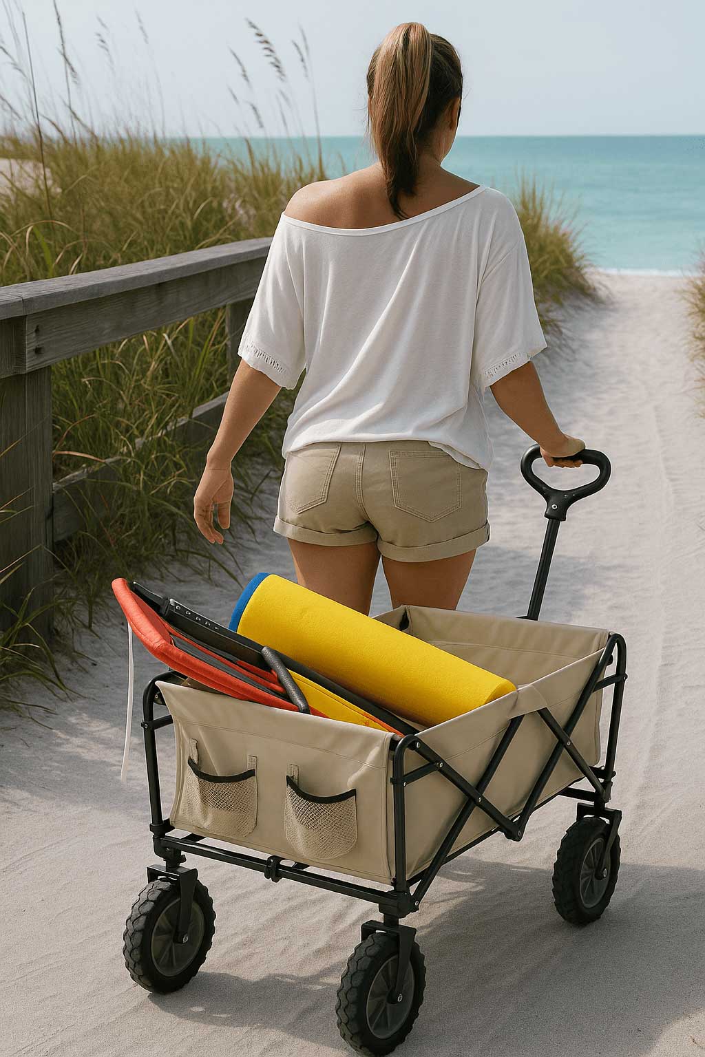 Sklopiva Kolica sa 4 Točka - Za Pijacu, Šoping, Kampovanje, Plažu - dodatni pogled