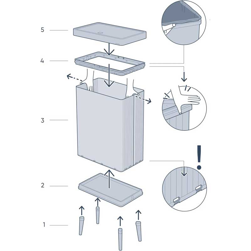 Kanta za otpatke Curver Verto Pearl Grey 54L 395 - dodatni pogled