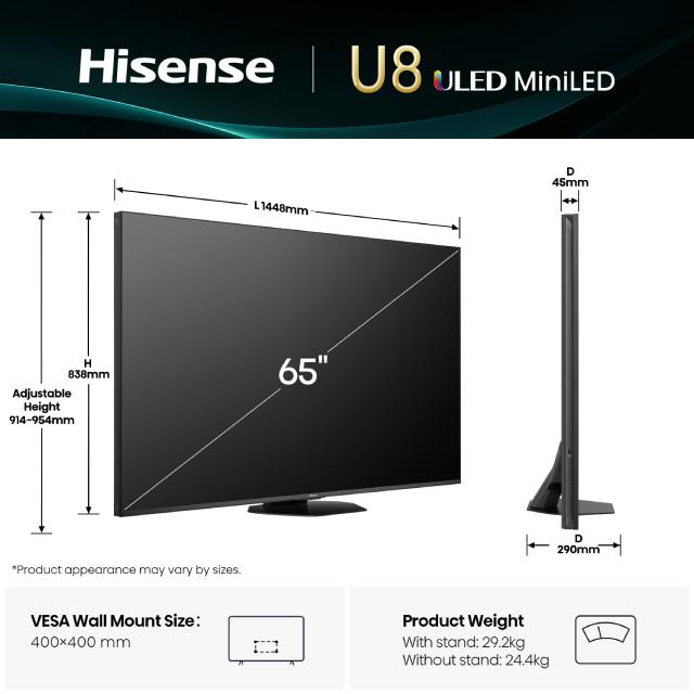 HISENSE 65 inča 65U8Q ULED 4K UHD Smart TV - dodatni pogled