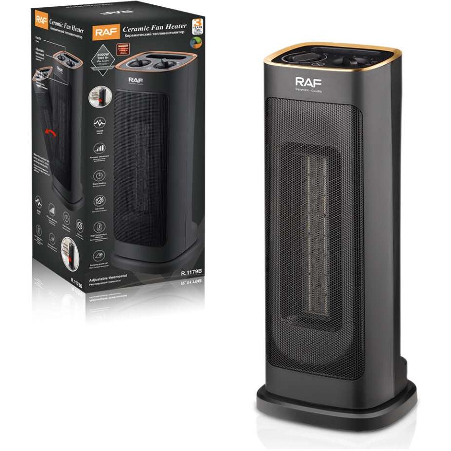 Raf R.1179b Stubna KeramiČka Grejalica Sa Rotacijom Crna 2000w - dodatni pogled