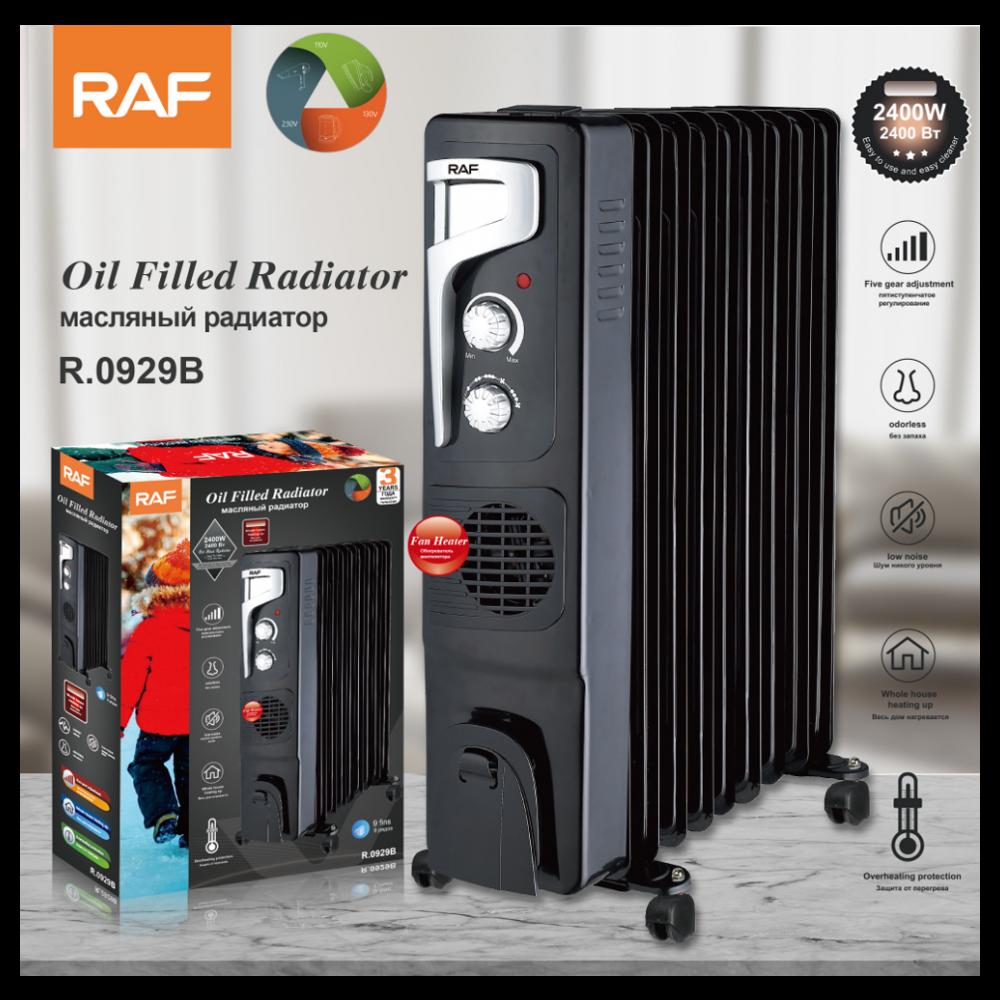 Raf R.0929b Uljni Radijator Sa Ventilatorom 9 Rebara Crni 2400w - dodatni pogled