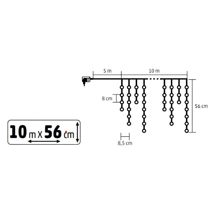 Svetleći LED niz sa 600 toplo belih LED dioda 10m Sa adapterom KKF600D10M - dodatni pogled