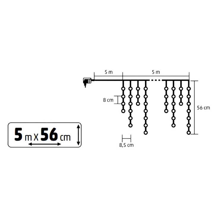 Svetleći LED niz sa 300 toplo belih LED dioda 5m Sa adapterom KKF300D5M - dodatni pogled