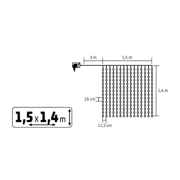 Svetleći LED niz sa 210 toplo belih LED dioda Sa adapterom KIN210DWW - dodatni pogled