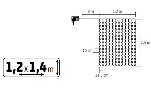 Svetleći niz sa 168 toplo belih LED dioda KIN168DWW - dodatni pogled