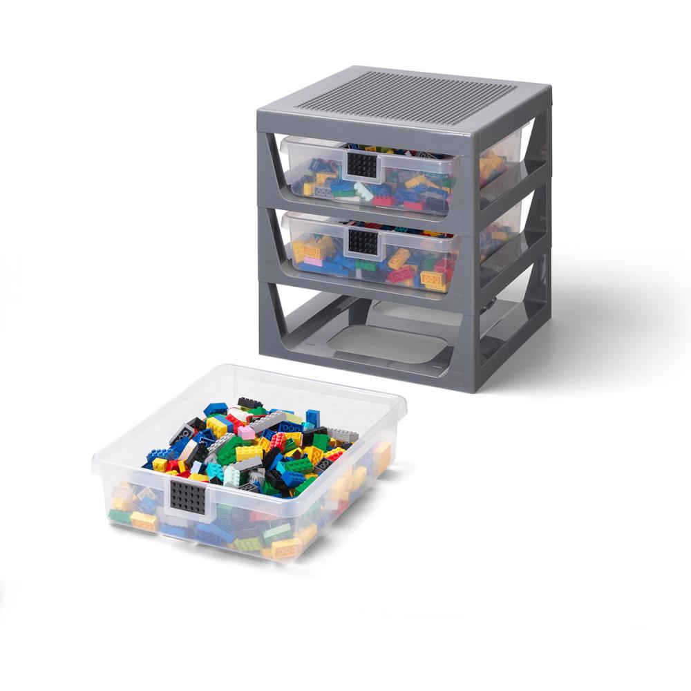 LEGO Lego Polica Sa 3 Fioke I Podlogom Za Gradnju - Siva - dodatni pogled