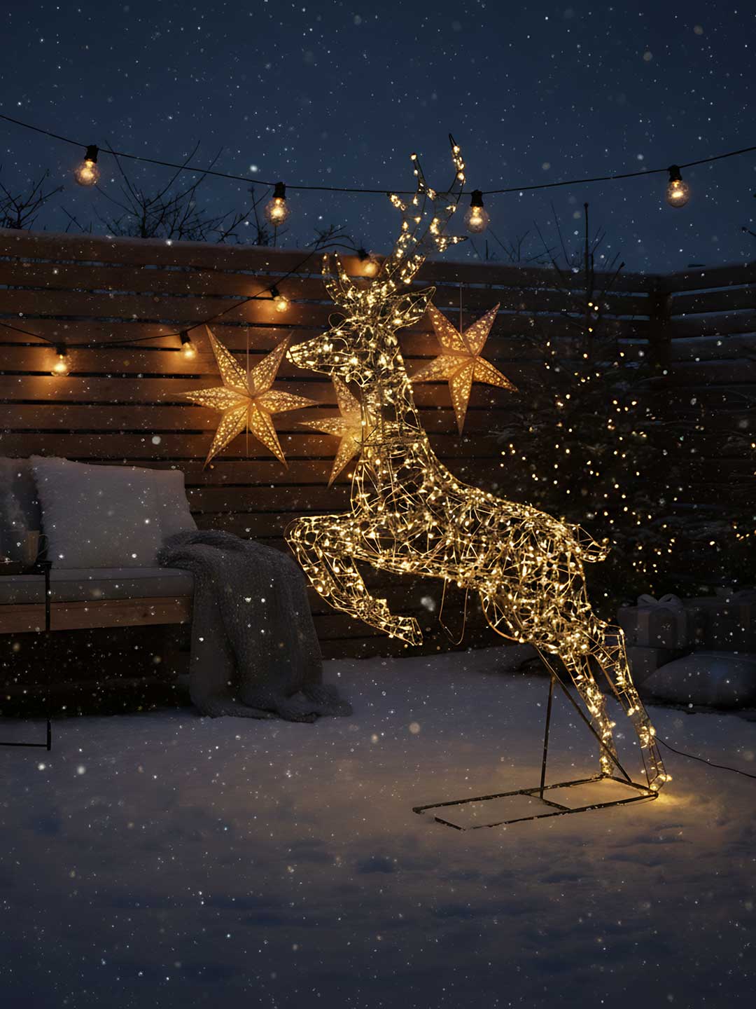 Sklopivi Irvas Na Postolju Sa 440 LED sijalica toplo bele boje - dodatni pogled