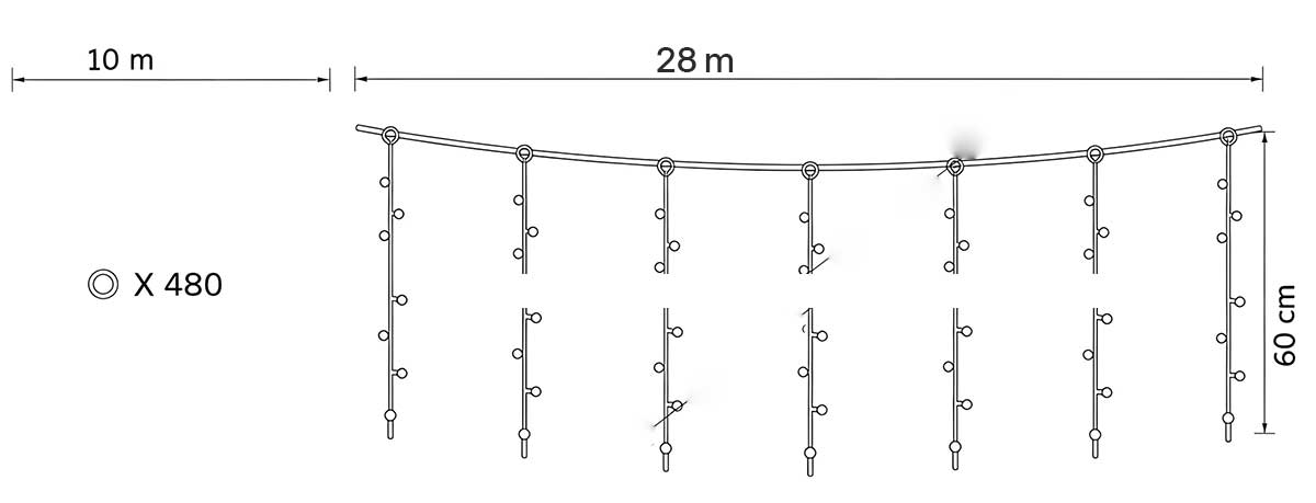 LED Zavesa Za Spoljnu Upotrebu - 480 Sijalica 28 Metara - dodatni pogled