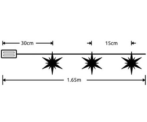 LED Svetleći niz na baterije Zvezde 1.35m - dodatni pogled