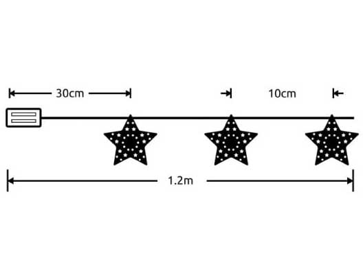 LED Svetleći niz na baterije Zvezde 0.9m - dodatni pogled
