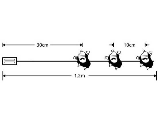 LED Svetleći niz na baterije Deda Mraz 0.9m - dodatni pogled