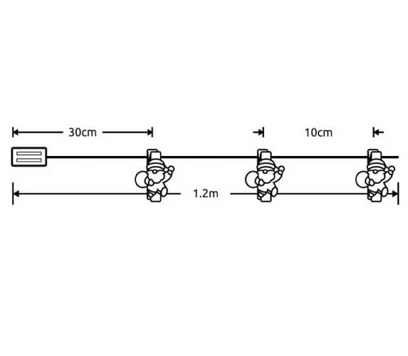 LED Svetleći niz na baterije Sa štipaljkama Deda Mraz 0.9m - dodatni pogled