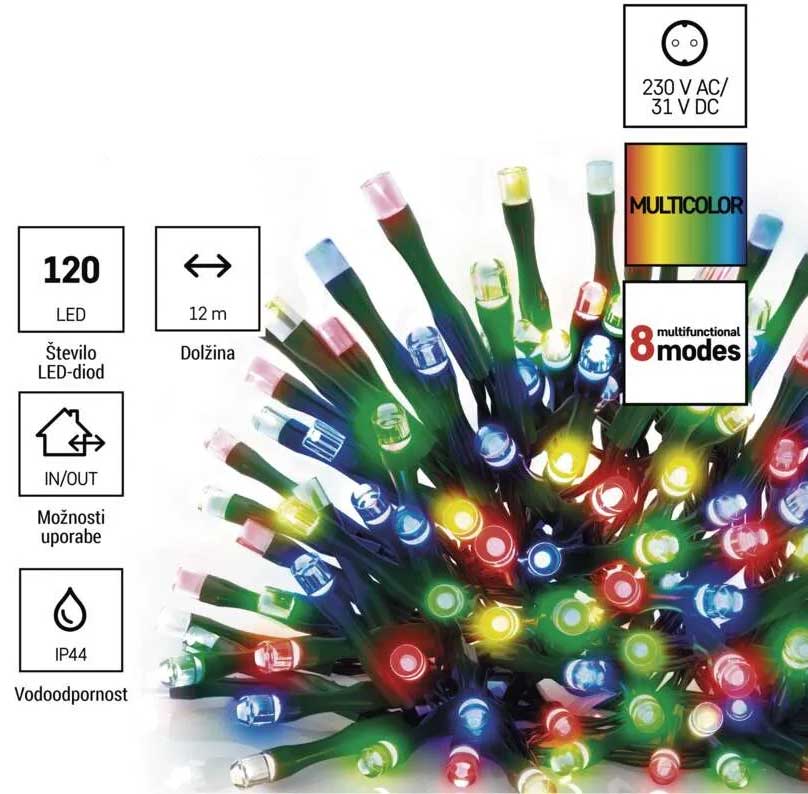Novogodišnje multikolor lampice 120 LED 12m Sa tajmerom Emos D4AM23 - dodatni pogled