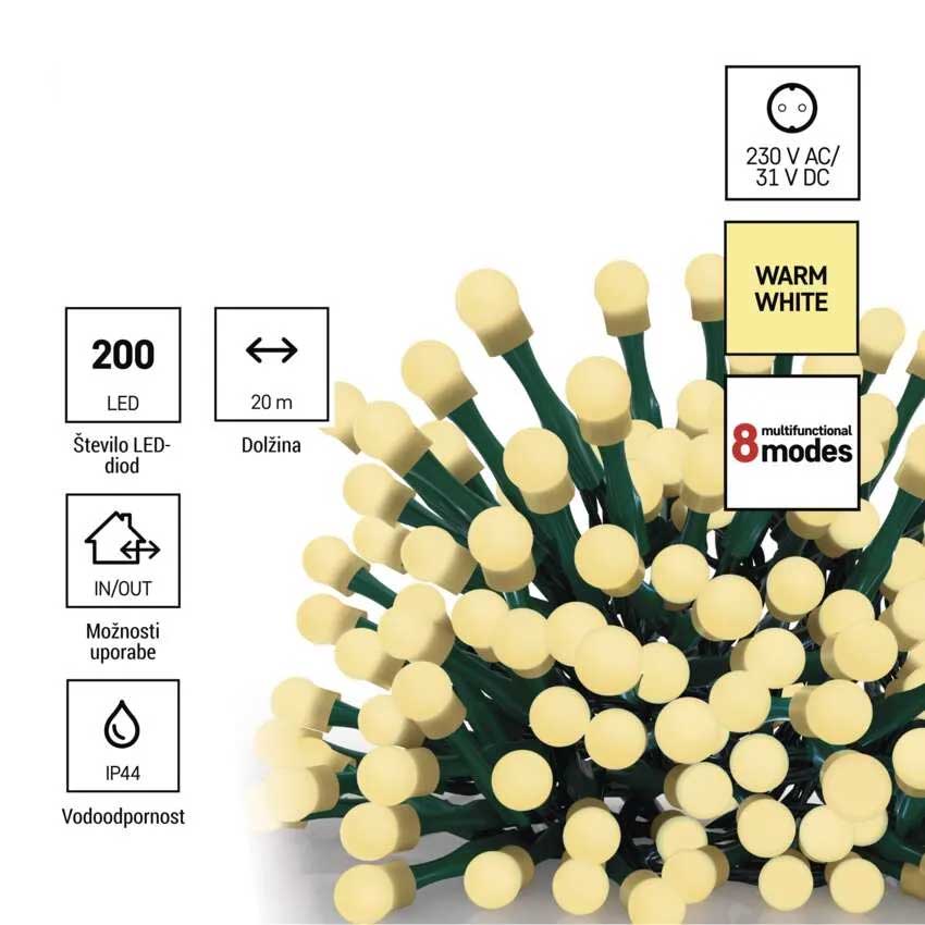 Novogodišnje lampice 200 LED 20m Sa tajmerom Emos D5AW23 - dodatni pogled