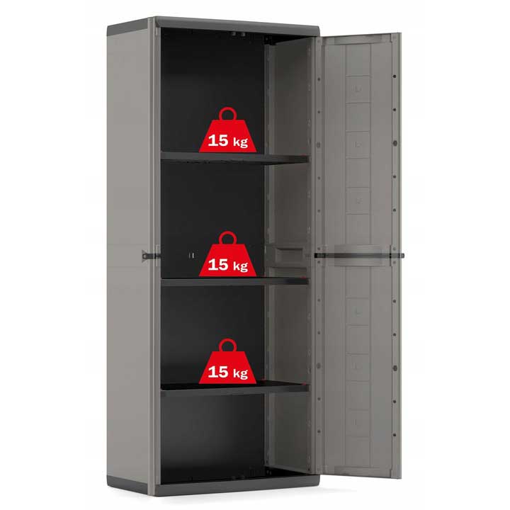 Čvrst i stabilan dvokrilni orman za terasu ili baštu Keter Piu High - dodatni pogled