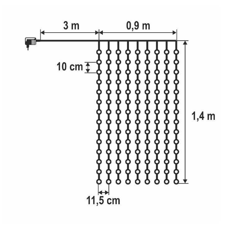 Svetleća zavesa sa 126 toplo belih LED dioda - dodatni pogled