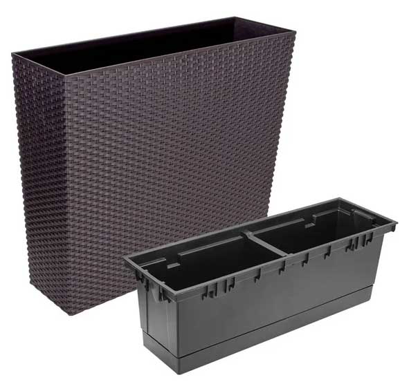 Prosperplast Visoka žardinjera sa ratan teksturom Braon 58x50x18cm - dodatni pogled