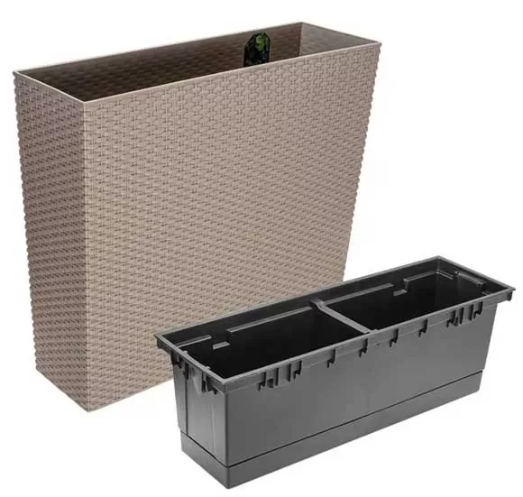 Prosperplast Visoka žardinjera sa ratan teksturom Cappuccino 58x50x18cm