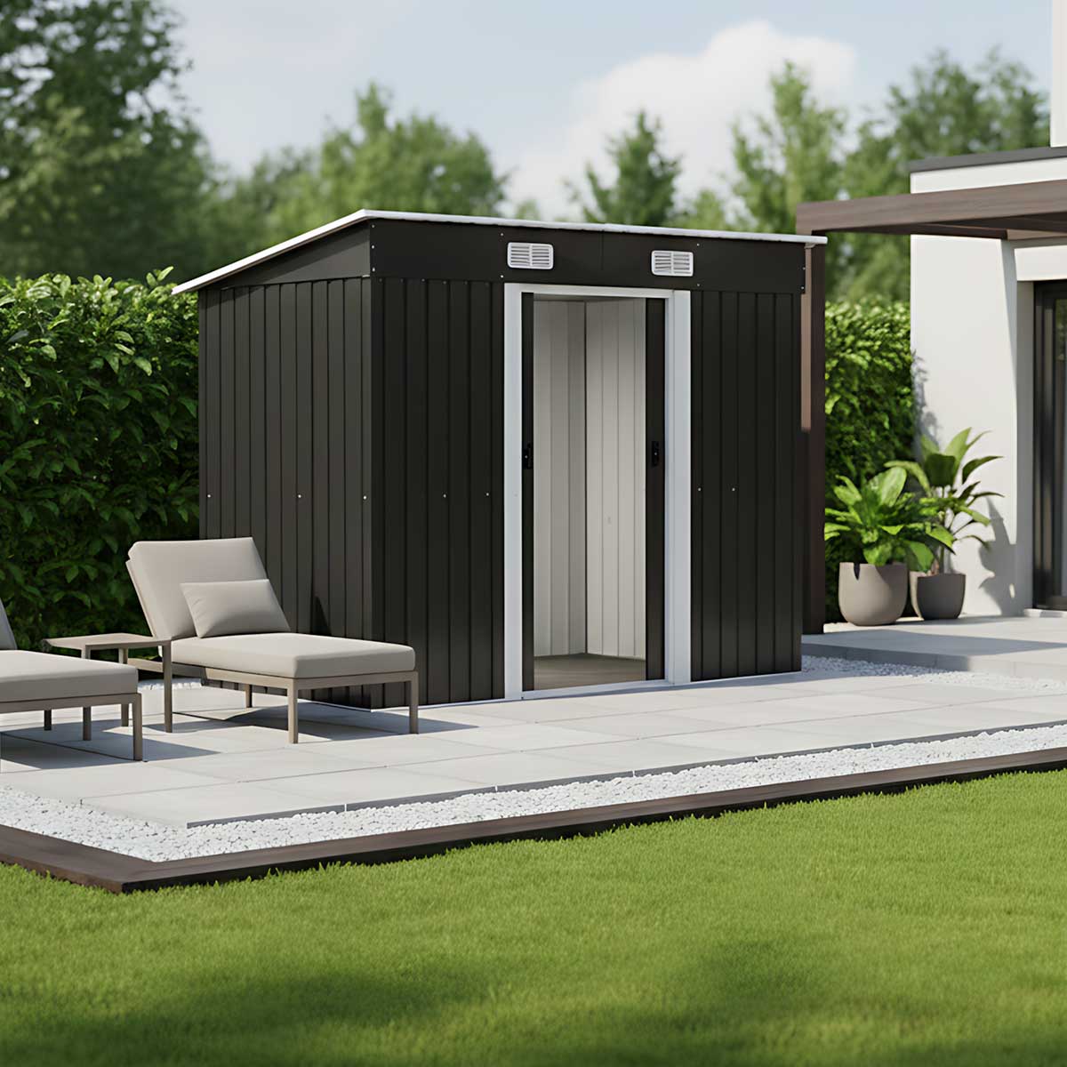 Pomoćna Metalna Beštenska Kućica sa Kliznim Vratima Za Odlaganje Alata i Pribora - dodatni pogled