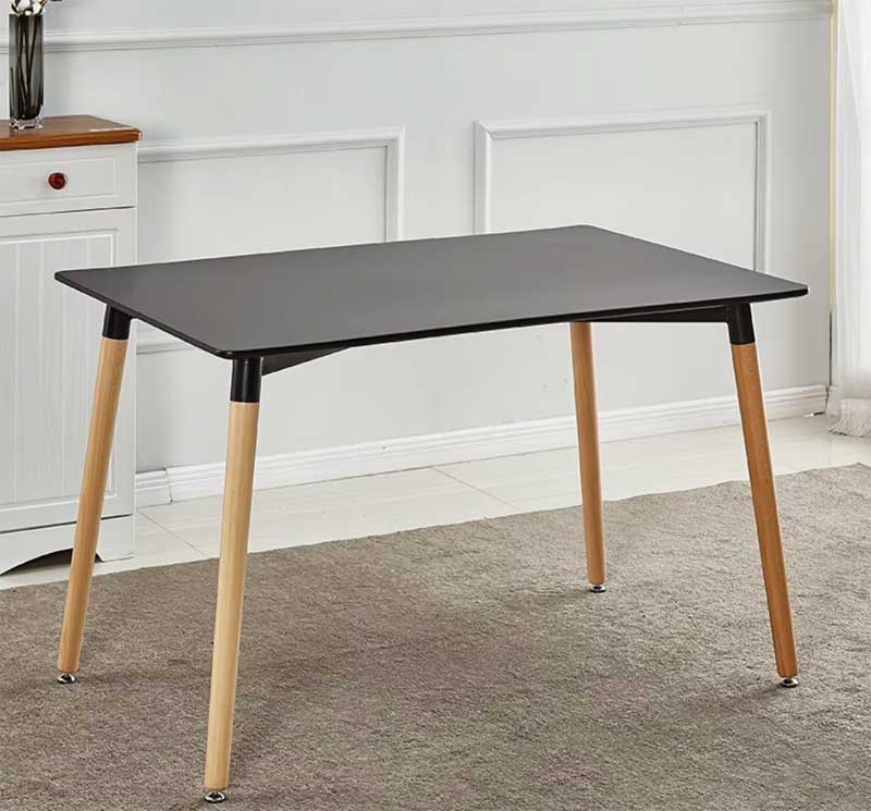 Trpezarijski pravougaoni sto 120x80 cm sa drvenim nogarima Black - dodatni pogled