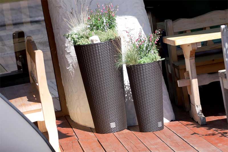 Visoka saksija sa uloškom V58cm Ratan Look Chocolate - dodatni pogled