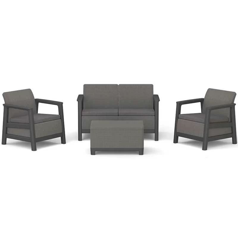 Keter Scandi Linea 2-Seater Set sa Box stolom Grafit