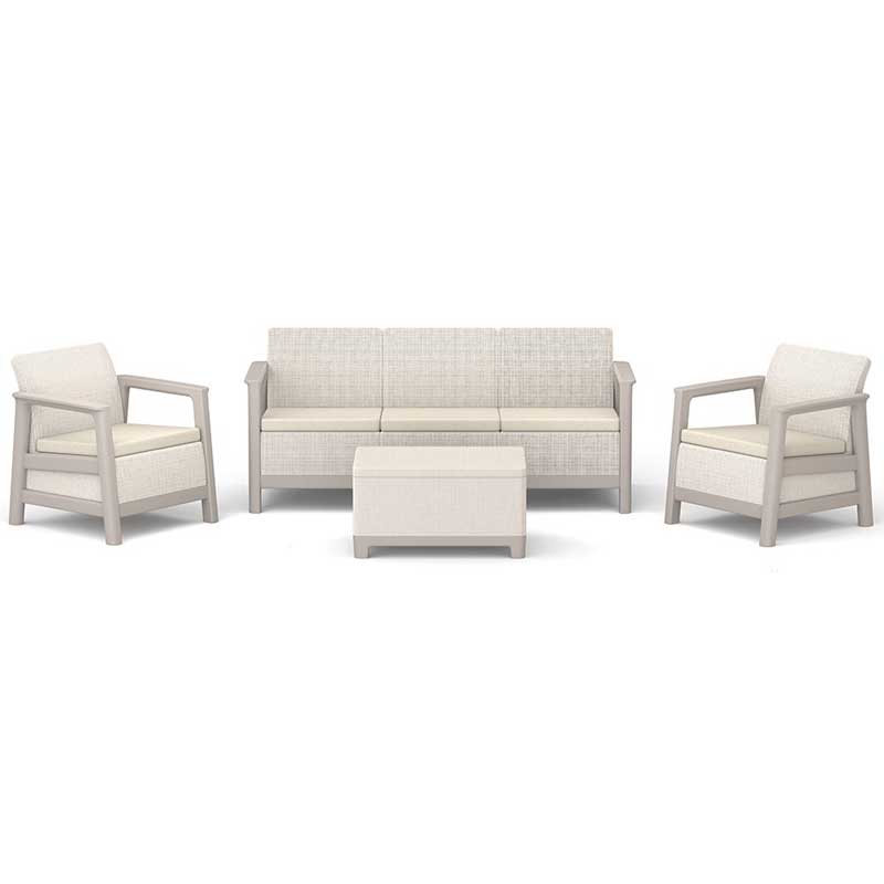 Keter Scandi Linea 3-Seater Garnitura sa trosedom i Box stolom Bež - dodatni pogled