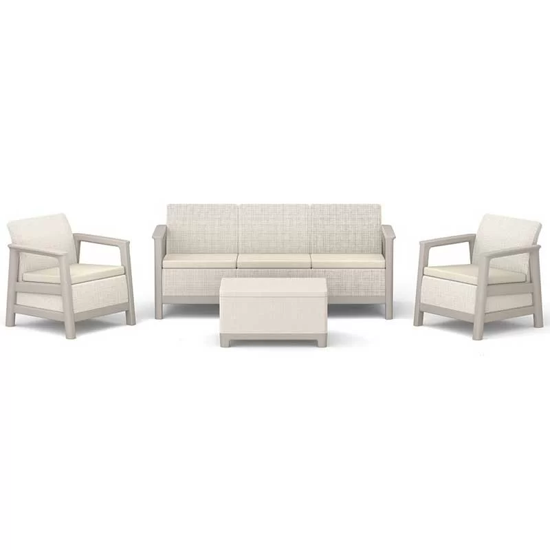 Keter Scandi Linea 3-Seater Garnitura sa trosedom i Box stolom Bež
