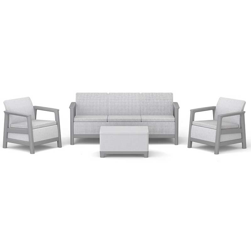 Keter Scandi Linea 3-Seater Garnitura sa trosedom i Box stolom Siva - dodatni pogled