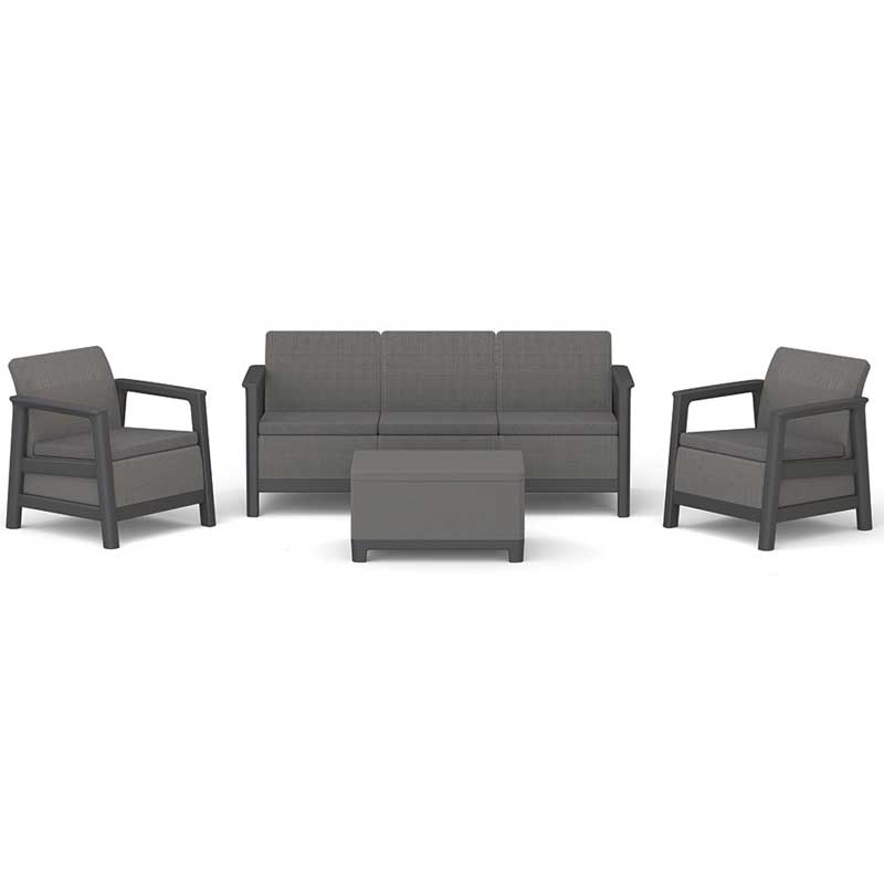 Keter Scandi Linea 3-Seater Garnitura sa trosedom i Box stolom Grafit - dodatni pogled